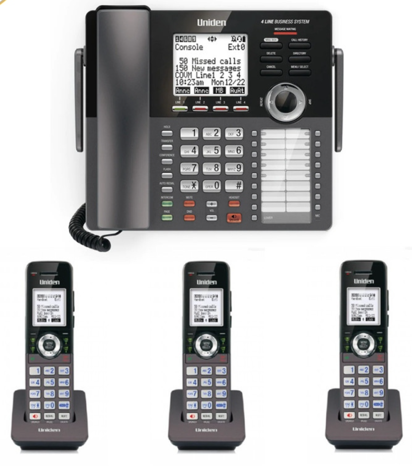 Pack Standard Uniden AT4801 et 3 Combinées AT480HS sans Fil